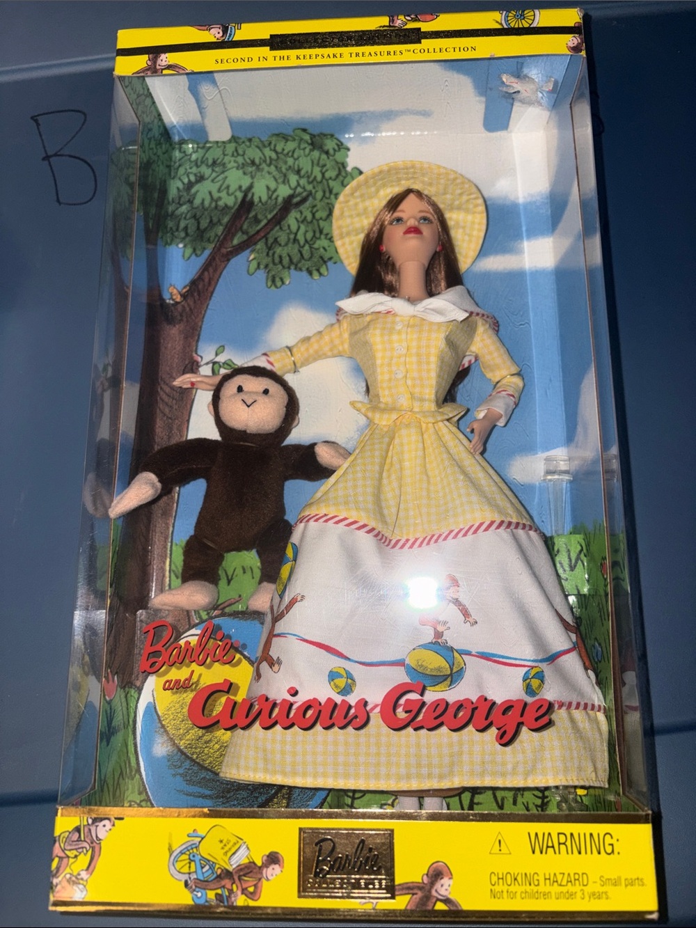 Barbie Yellow Gingham Dress Doll with Curious George Plush